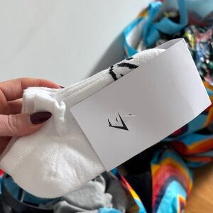 Gymshark Women’s White Socks with Black logo